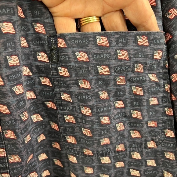 CHAPS RALPH LAUREN Patriotic American Flag Print Button down Shirt. Size 1XB. - Picture 6 of 6